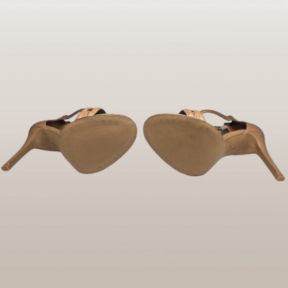 Kenneth Cole Women's Classic Tan Brooke Chain Heels 7.5 NWOT - Picture 5 of 7